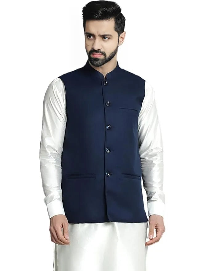 Men’s Blue Indian Traditional Nehru Jacket (Waistcoat)