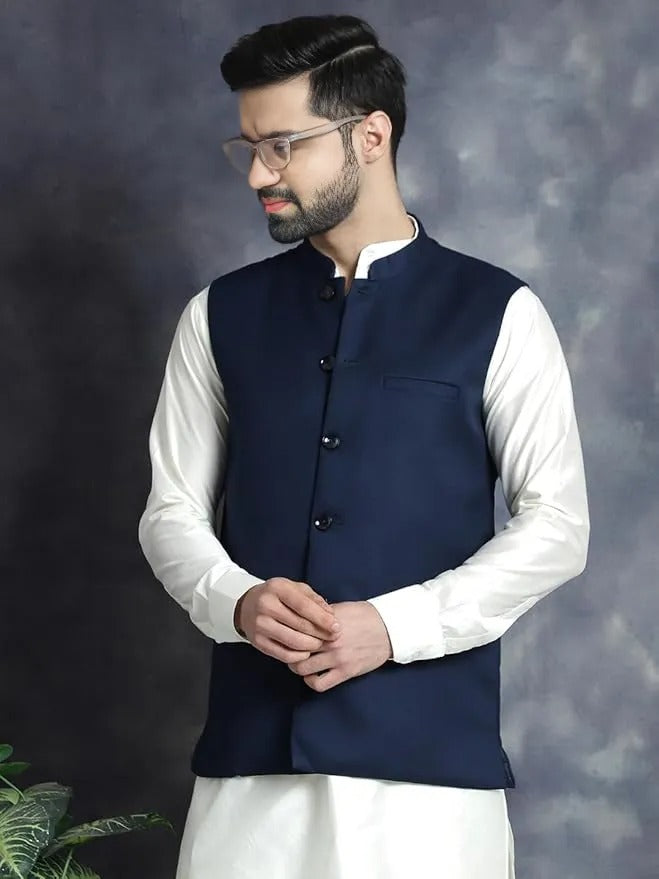 Men’s Blue Indian Traditional Nehru Jacket (Waistcoat)