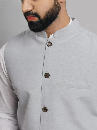 Men’s Grey Indian Traditional Nehru Jacket (Waistcoat)