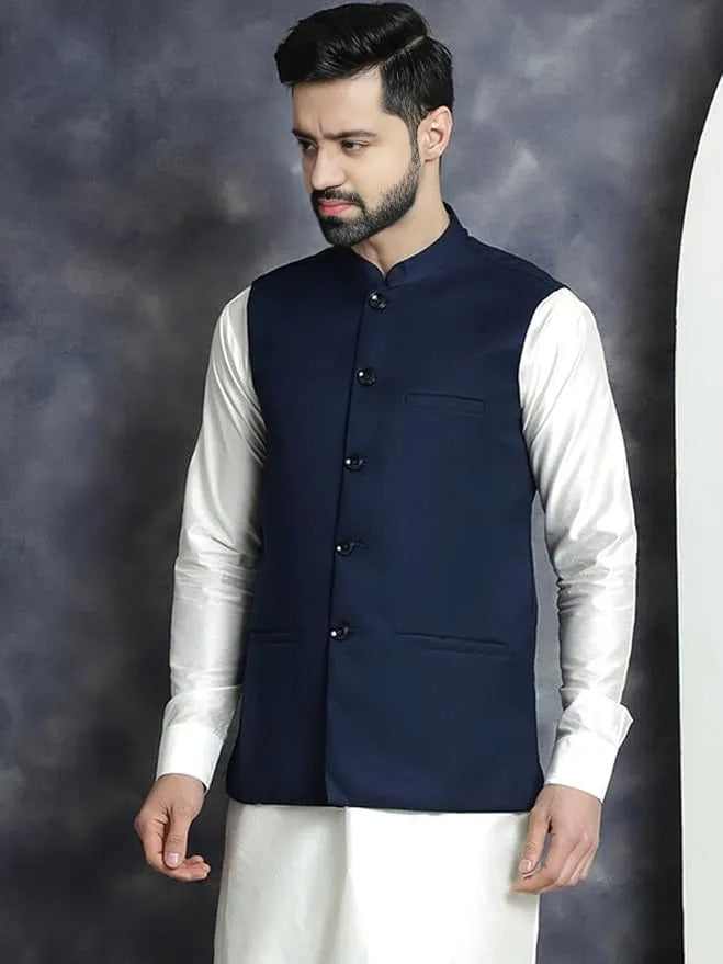 Men’s Blue Indian Traditional Nehru Jacket (Waistcoat)