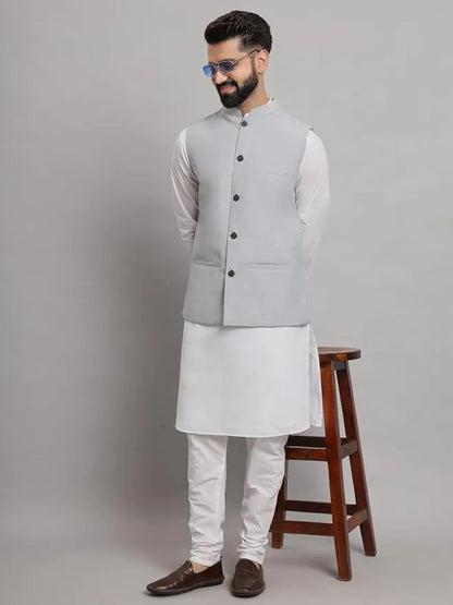 Men’s Grey Indian Traditional Nehru Jacket (Waistcoat)