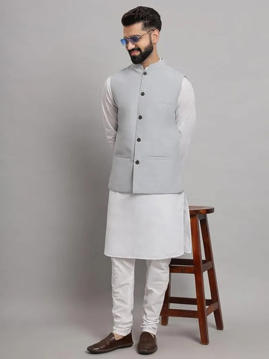 Men’s Grey Indian Traditional Nehru Jacket (Waistcoat)