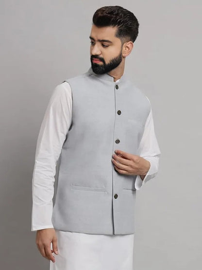 Men’s Grey Indian Traditional Nehru Jacket (Waistcoat)