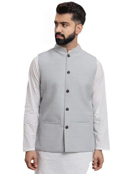 Men’s Grey Indian Traditional Nehru Jacket (Waistcoat)