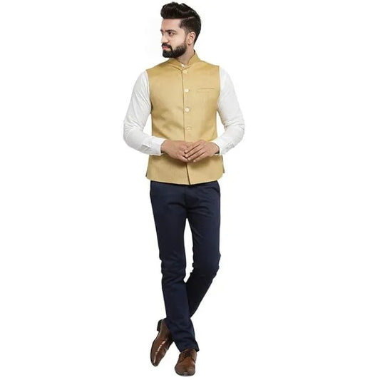 Men’s Beige Indian Traditional Nehru Jacket (Waistcoat)