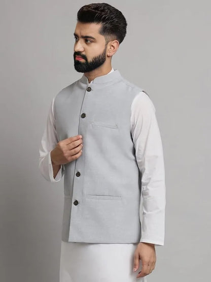 Men’s Grey Indian Traditional Nehru Jacket (Waistcoat)