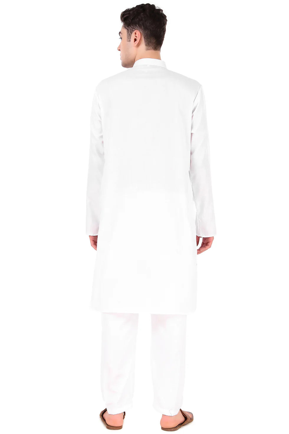 Men's Cotton  White  Kurta and Pyjama Set