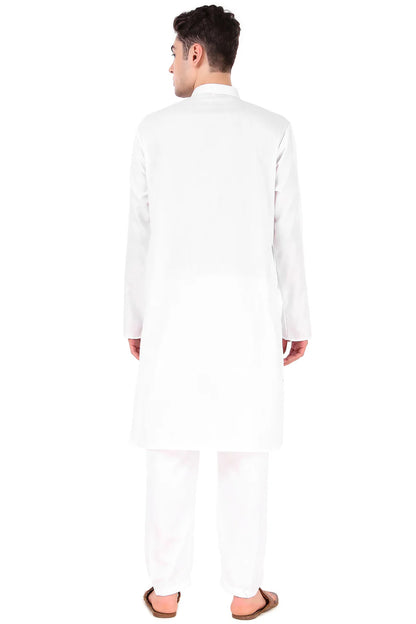 Men's Cotton  White  Kurta and Pyjama Set